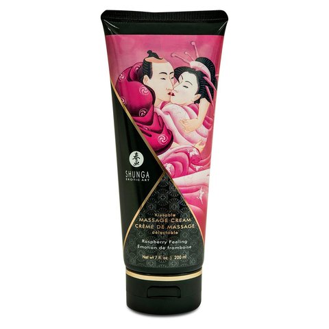 Їстівний масажний крем зі смаком малини Shunga Kissable Massage Cream - Raspberry Feeling, 200мл 3863 фото