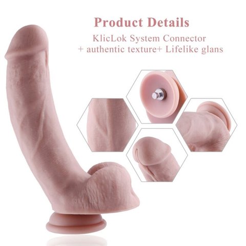 Силіконовий фалоімітатор для секс-машин Hismith 8.3″ Silicone Dildo, вигнутий, система KlicLok 9381 фото